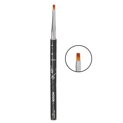 Pincel para maquilhagem com cabo preto e cerdas angulares marrons