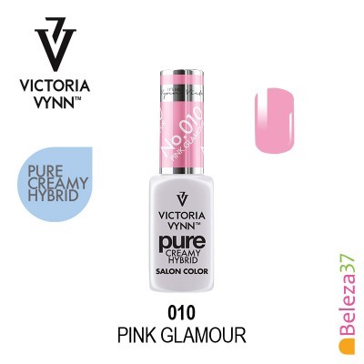 Verniz de unhas Victoria Vynn Pure Creamy Hybrid cor 010 Pink Glamour com amostra cor rosa