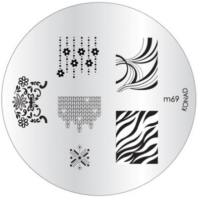 Disco metálico redondo para carimbos de unhas com padrões decorativos pretos