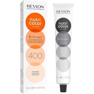 Embalagem e tubo do Revlon Nutri Color Filters 3in1 Cream cor 400 Tangerine Mandarina