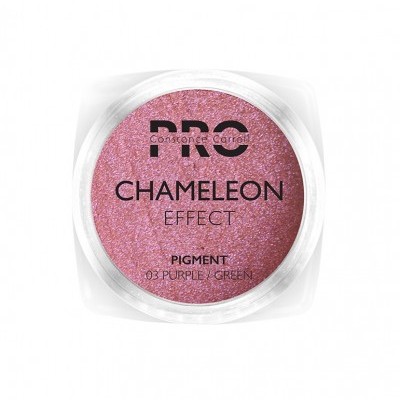 Pó pigmento rosa cintilante em embalagem transparente com texto preto