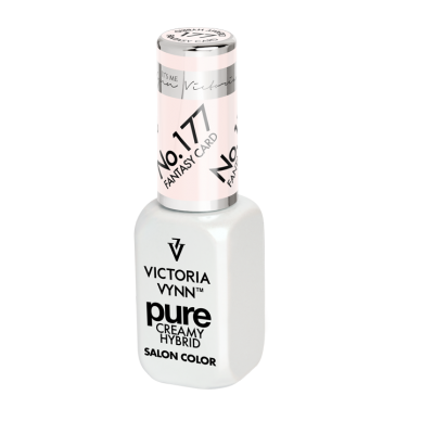 Frasco de verniz de unhas Victoria Vynn Pure Creamy Hybrid branco com tampa rosa clara e branca