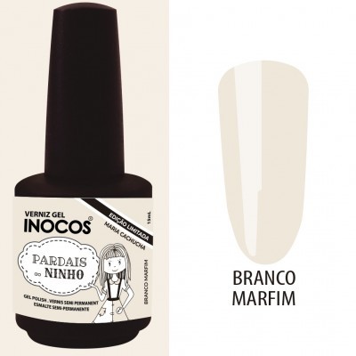 Verniz gel INOCOS Branco Marfim com rótulo branco e tampa preta