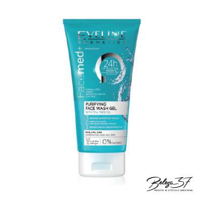 Gel de limpeza facial azul com tampa branca Eveline Cosmetics