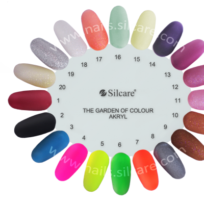 Mostruário circular de cores de verniz acrílico de várias cores e texturas