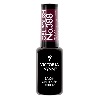 Frasco de verniz gel para unhas Victoria Vynn com tampa preta e etiqueta roxa