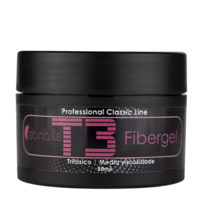 Frasco preto 50ml gel unhas T3 Fibergel