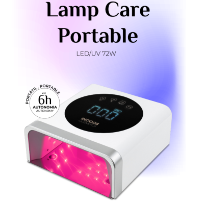 Aparelho portátil para tratamento de unhas Lamp Care Portable branco com visor digital e luzes LED/UV cor de rosa