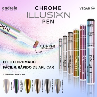 Canetas cromadas Andreia Professional Chrome Illusion Pen em vários tons