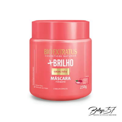 Frasco cor-de-rosa de máscara hidratante BIO EXTRATUS +BRILHO 250g