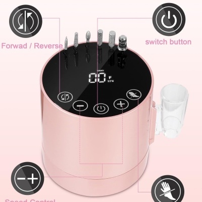 Dispositivo elétrico cor-de-rosa com ecrã LCD táctil e botões