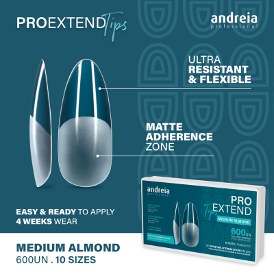 Unhas postiças azul e prata fosco Pro Extend da andreia professional com embalagem
