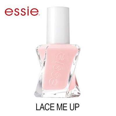 Esmalte Essie rosa claro com tampa branca e texto LACE ME UP
