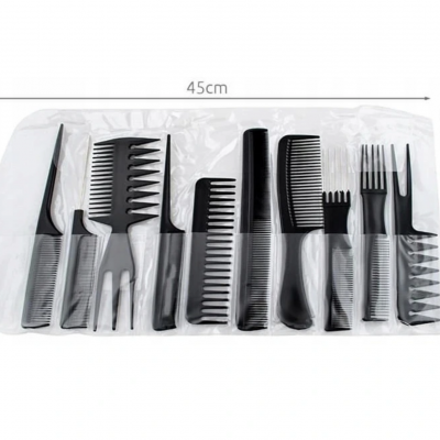 Conjunto de pentes e acessórios para cabelo em bolsa transparente