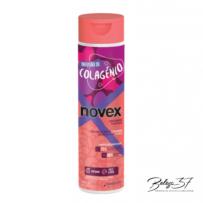 Frasco rosa e roxo de Novex Infusão de Colagénio