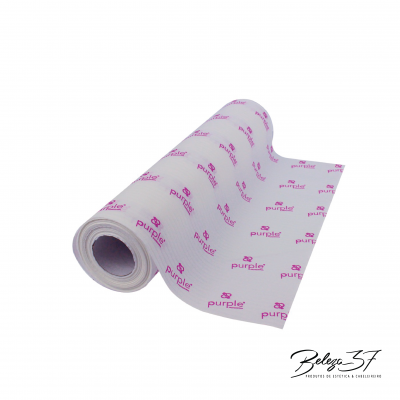 Rolo de papel branco com padrão rosa da marca purple