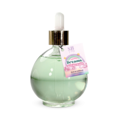 Frasco redondo de óleo de cutículas com conta-gotas e etiqueta colorida