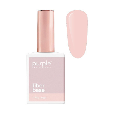 Frasco de verniz de unhas rosa milky beige da marca purple PROFESSIONAL com amostra da cor