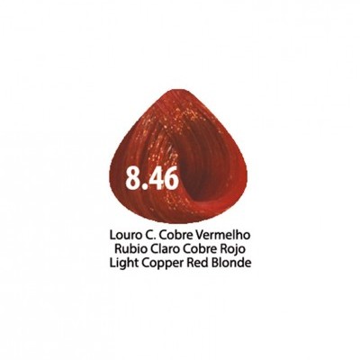 Amostra de cor de cabelo cobre vermelho claro com código 8.46