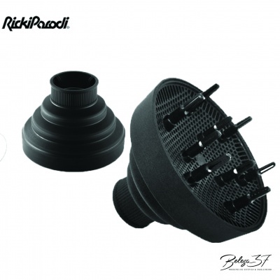 Difusor de cabelo preto em plástico com extensão circular concêntrica