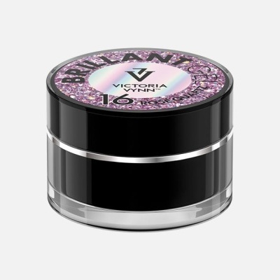 Pote preto redondo com tampa decorada em roxo com texto VICTORIA LYNN