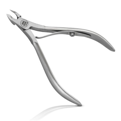 Alicate de corte metálico prateado com mola entre as hastes