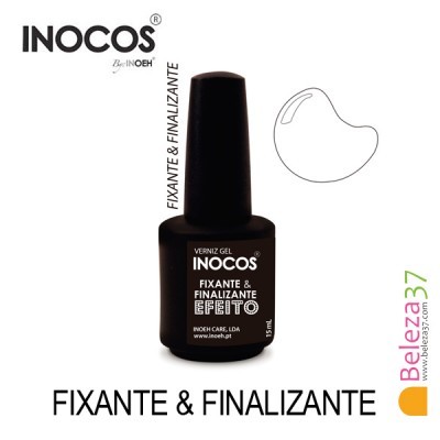 Frasco preto de verniz gel INOCOS fixante e finalizante