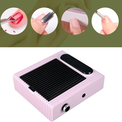 aspirador de pó para unhas rosa com imagens de preparação de unhas