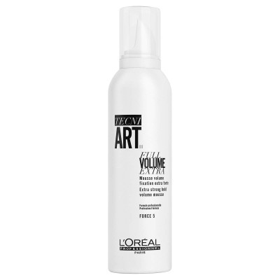 Frasco branco de mousse de cabelo L'Oréal Professionnel TECNI ART Full Volume Extra