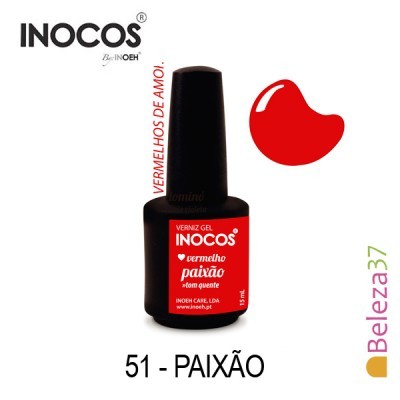 Frasco de verniz gel INOCOS vermelho paixão