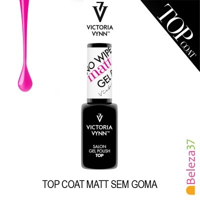 Frasco de verniz gel preto Victoria Vynn Top Coat Matt no fundo branco