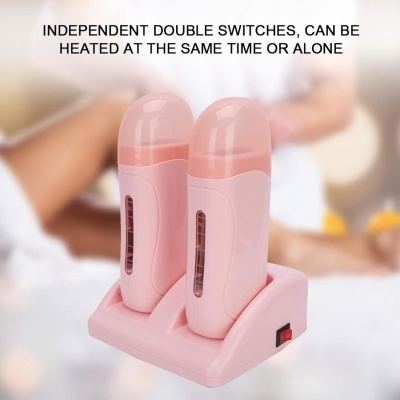 Carregador de cera cor-de-rosa para depilação com base e dois cartuchos
