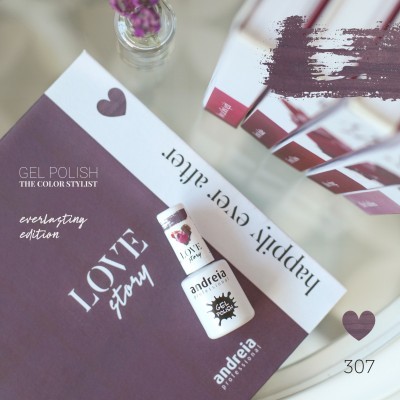 Verniz Gel Polish Andreia Professional Love Story everlasting edition cor 307 com embalagem roxa e branca