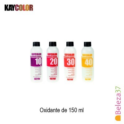 Frascos de oxidante KAYCOLOR numerados 10, 20, 30 e 40 de várias cores