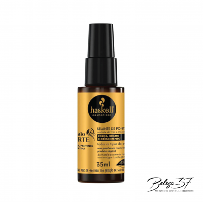 Frasco de selante de pontas Haskell com doseador e etiqueta amarela e preta