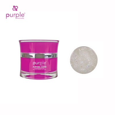 Pote de acrílico para unhas Purple Professional Acrygel Combi Silver Extreme Glitter