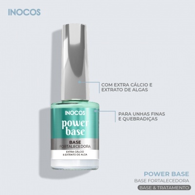 Frasco de base fortalecedora para unhas INOCOS Power Base