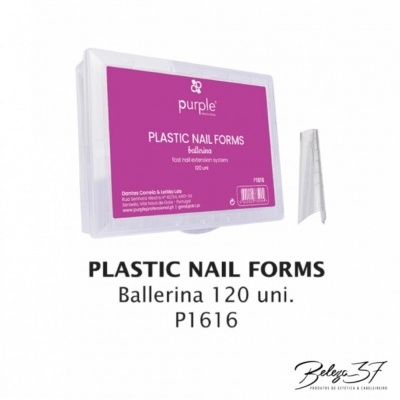 Caixa de PLASTIC NAIL FORMS Ballerina da Purple Professional com 120 unidades