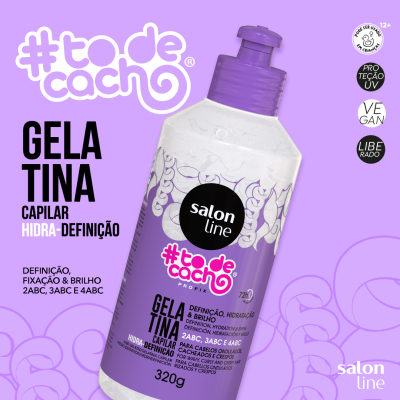 Frasco de gelatina capilar roxo e branco Salon Line #todecacho 320g com tampa roxa