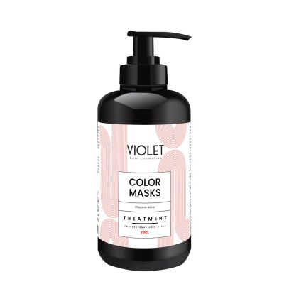 Frasco preto com rótulo branco e texto Color Masks de Violet