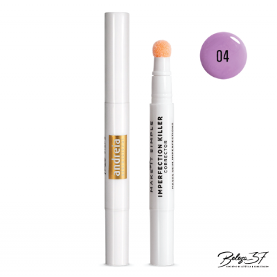 Realce de alta cobertura para maquiagem com aplicador esponjoso e amostra roxa numerada 04