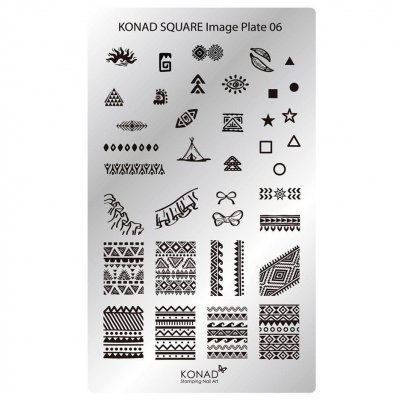 Placa metálica de carimbos para unhas com padrões geométricos e tribais