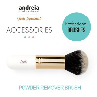 Pincel profissional para remoção de pó com cabo branco e cerdas pretas e cinza