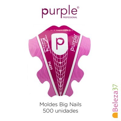 Molde para unhas cor-de-rosa e roxo com texto e fundo branco