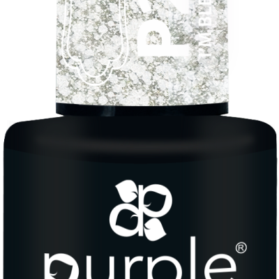 Verniz gel preto com tampa marmoreada e texto branco