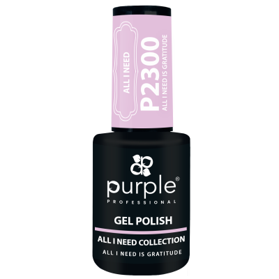 Frasco de verniz gel preto com tampa rosa e texto branco da Purple Professional