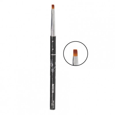 Pincel de unhas com cabo preto e cerdas castanhas