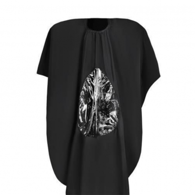 Capa de cabelo preta com detalhe prateado brilhante