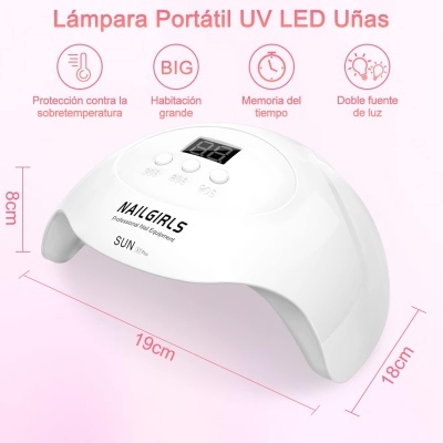 Lâmpada portátil UV LED branca para unhas da marca NAILGIRLS com visor digital e controles