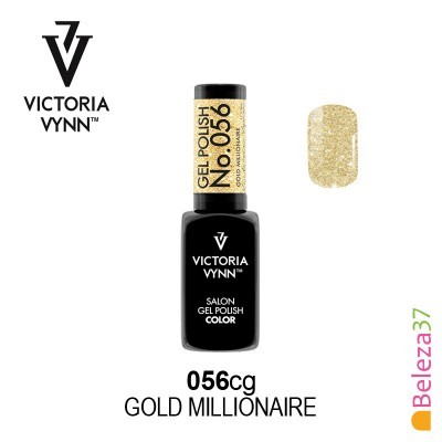 Verniz gel preto Victoria Vynn com tampa dourada e amostra de cor dourada glitter